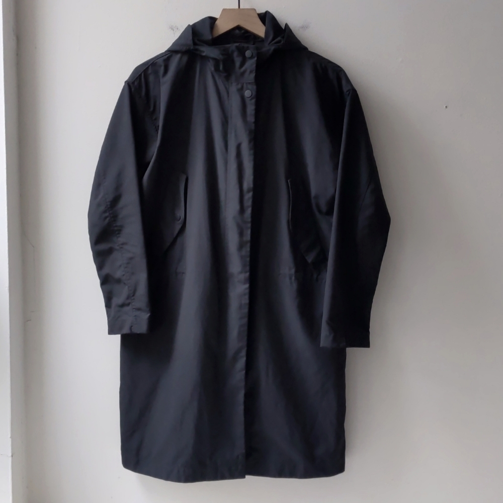 Everlane Black Hooded Raincoat